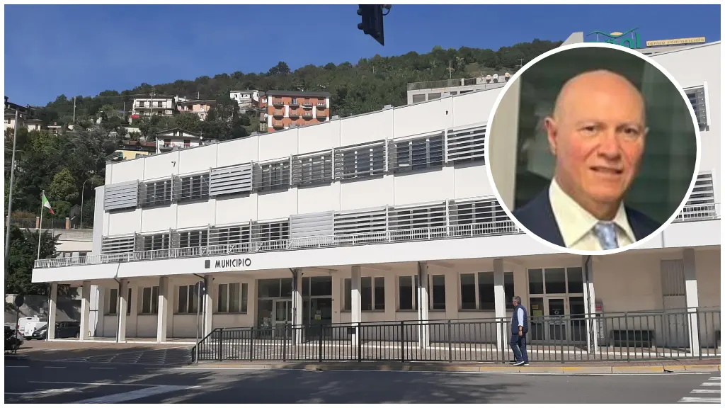 Il municipio di Lumezzane e, nel tondo, Rocco Ferraro - © www.giornaledibrescia.it