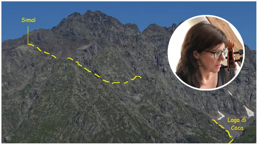 Il sentiero su cui è avvenuta la tragedia e, nel tondo, Adele Anna Federici - © www.giornaledibrescia.it