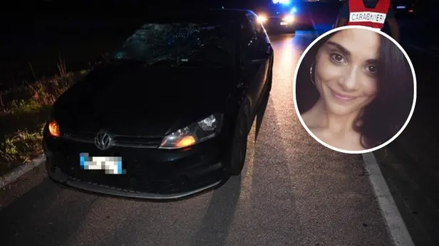 L'auto che ha travolto la donna e, nel tondo, Michela Tengattini - © www.giornaledibrescia.it