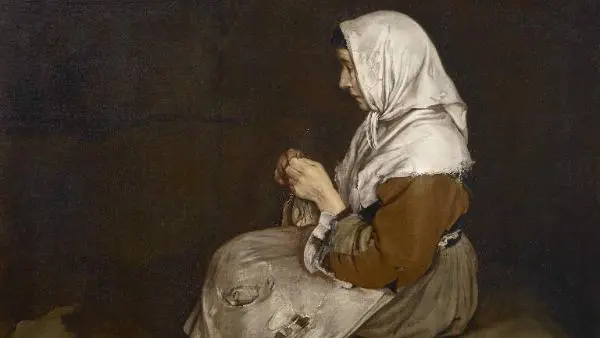 Particolare di «Donna che fa la calza», di Giacomo Ceruti: l’opera è custodita al Museo Lechi di Montichiari