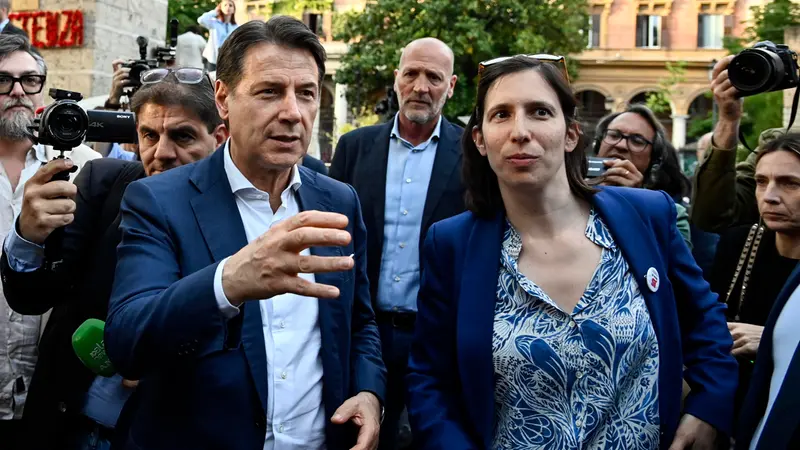 Elly Schlein e Giuseppe Conte - Foto Ansa © www.giornaledibrescia.it