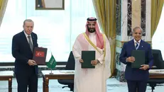 I leader di Turchia, Arabia Saudita e Pakistan dopo la firma - Foto Ansa © www.giornaledibrescia.it