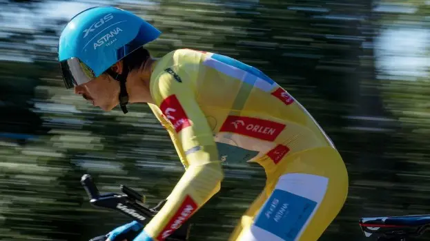 Christian Scaroni durante la cronometro finale al Giro di Polonia - Instagram Xds Astana