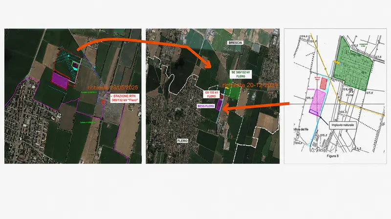 La planimetria di due progetti, uno di Brescia e uno di Flero