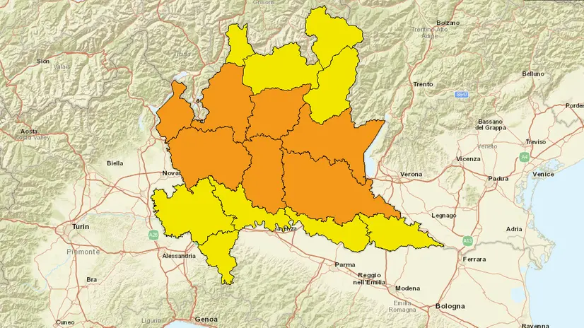 Allerta meteo arancione in provincia di Brescia