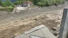 Il ponte crollato a Rino di Sonico