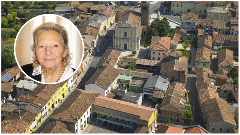 Una veduta di Gambara e, nel tondo, Luigina Vignoni - © www.giornaledibrescia.it