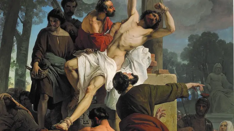 Particolare de «Il martirio di San Bartolomeo» di Hayez, nella parrocchiale di Castenedolo