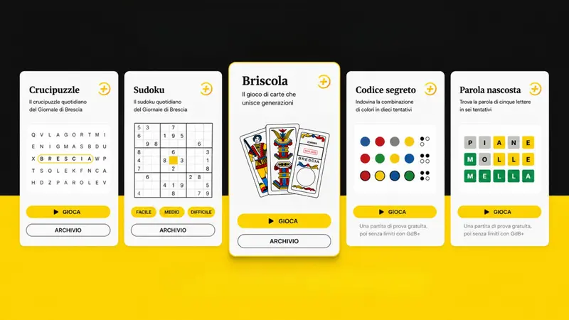 Cinque giochi e passatempo nella sezione «Giochi del GdB»