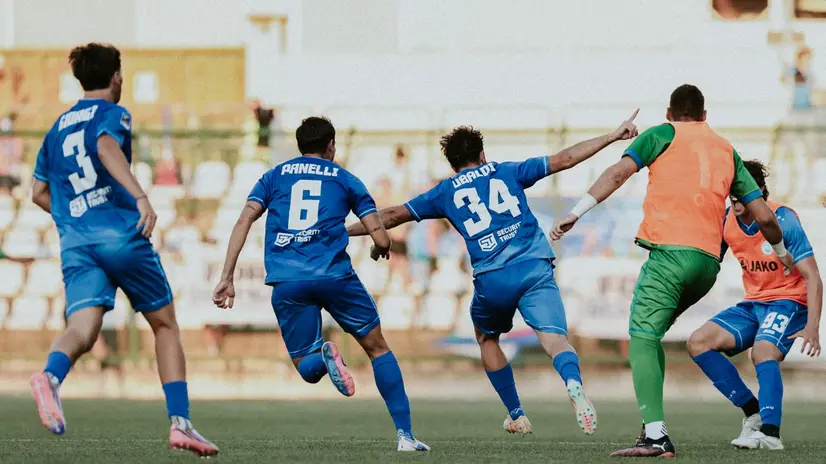 L'esultanza dopo il gol di Ubaldi