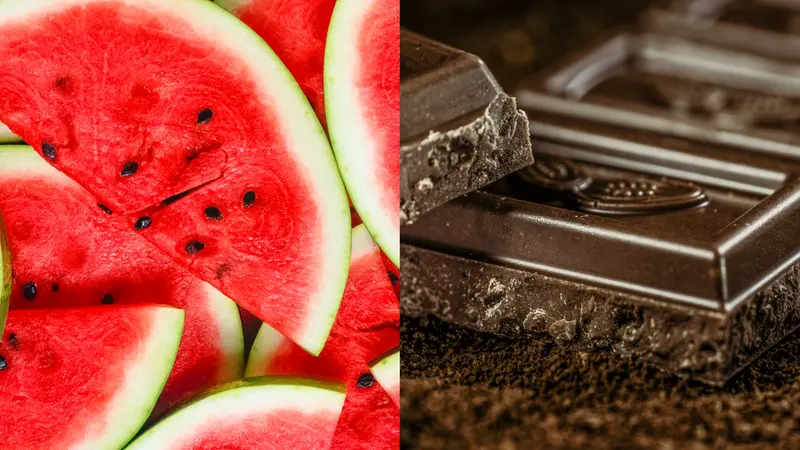 Stesse calorie, volumi diversi: anguria e cioccolato a confronto