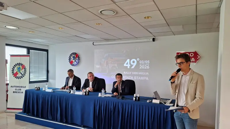 Un momento della conferenza stampa di presentazione del Rally 1000 Miglia - Foto Newreporter © www.giornaledibrescia.it