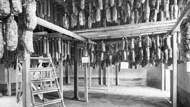 La sala per la stagionatura del Salumificio di Giovanni Marniga