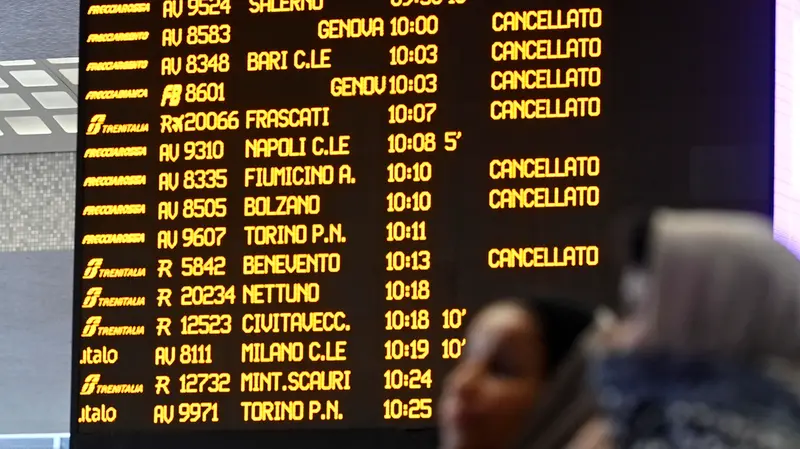 Una lista di treni cancellati - Foto d'archivio