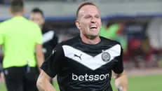 La gioia di Dickmann dopo il gol in Europa League al Cska - Ofī Creta Fc