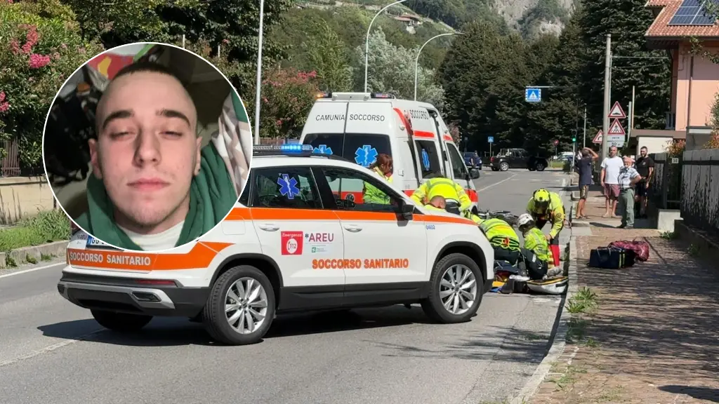 Il luogo dell'incidente a Darfo e, nel tondo, Daniele Gabossi - © www.giornaledibrescia.it