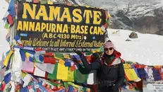 Sara Giacomelli al campo base dell'Annapurna