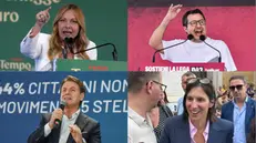 Dall'alto, in senso orario: Giorgia Meloni, Matteo Salvini, Elly Schlein e Giuseppe Conte - 
Foto Ansa © www.giornaledibrescia.it