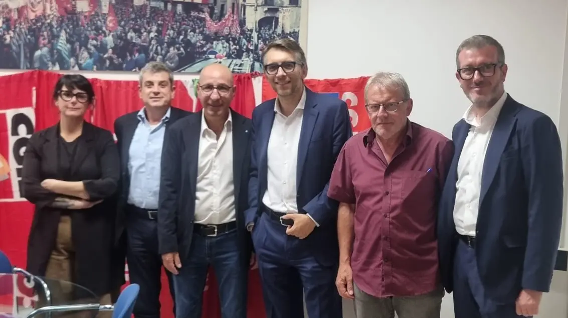 Maran e i rappresentanti sindacali di Brescia