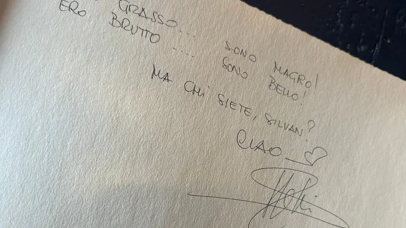 La dedica di Giorgio Faletti a Villa Paradiso