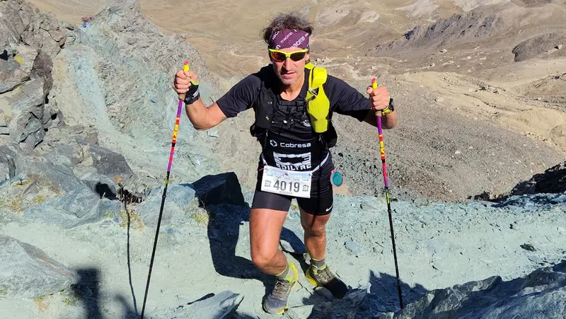 Stefano Delbarba durante la corsa Tor des Glaciers