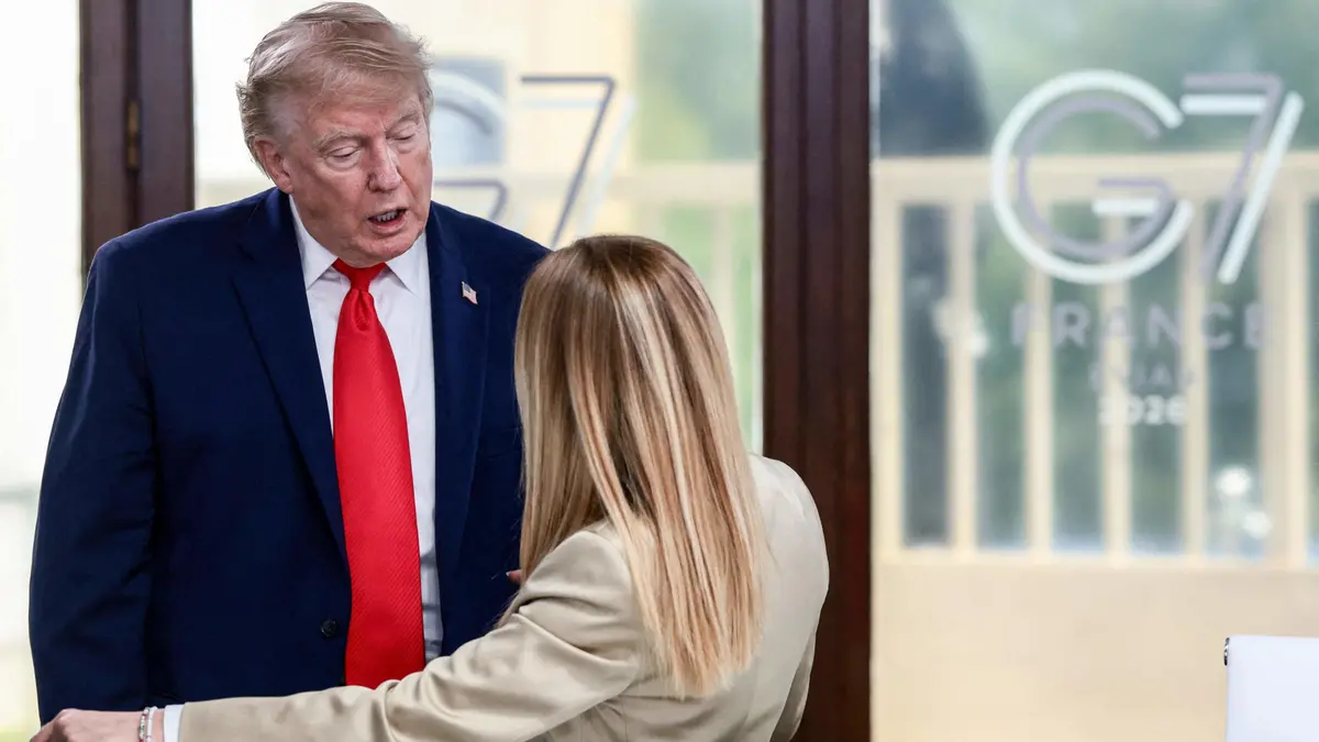 Giorgia Meloni con Donald Trump al G7 - Foto Ansa © www.giornaledibrescia.it