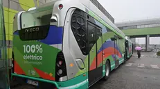 Alcuni degli autobus elettrici di Brescia