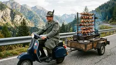 L'iniziativa abbina Vespe e spiedo - Foto creata con l'AI