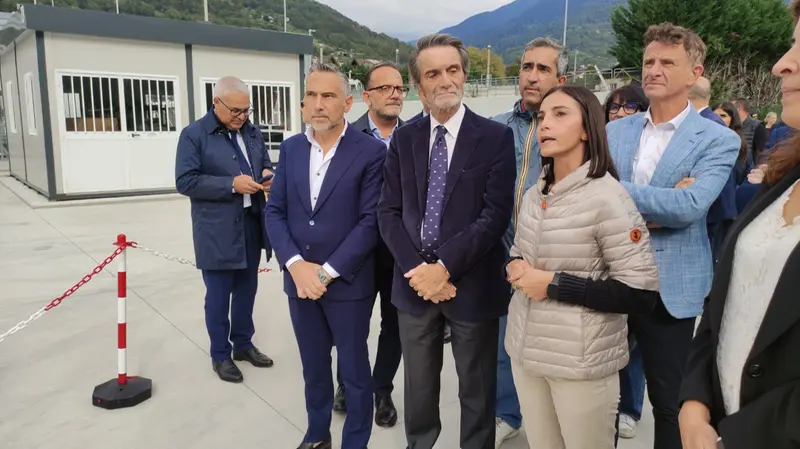 L'assessore Franco Lucente e il governatore Attilio Fontana a Edolo - © www.giornaledibrescia.it