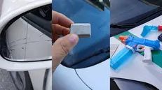 Specchietto rotto, gesso e pistole ad acqua: il kit che ha portato alla denuncia