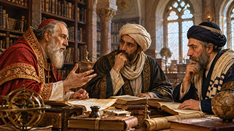 L'incontro virtuale fra il cristiano Agostino, l’islamico Averroè e l’ebreo Maimonide - Immagine creata con ChatGpt