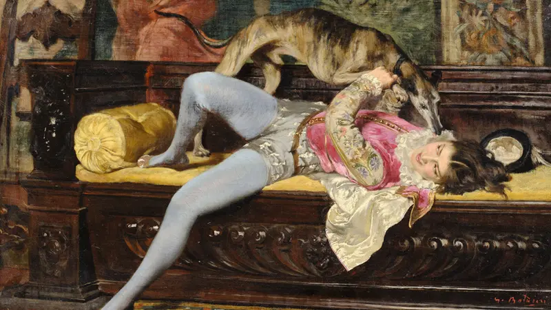 Giovanni Boldini, Paggio con levriero, 1866. Genova, Museo Raccolte Frugone