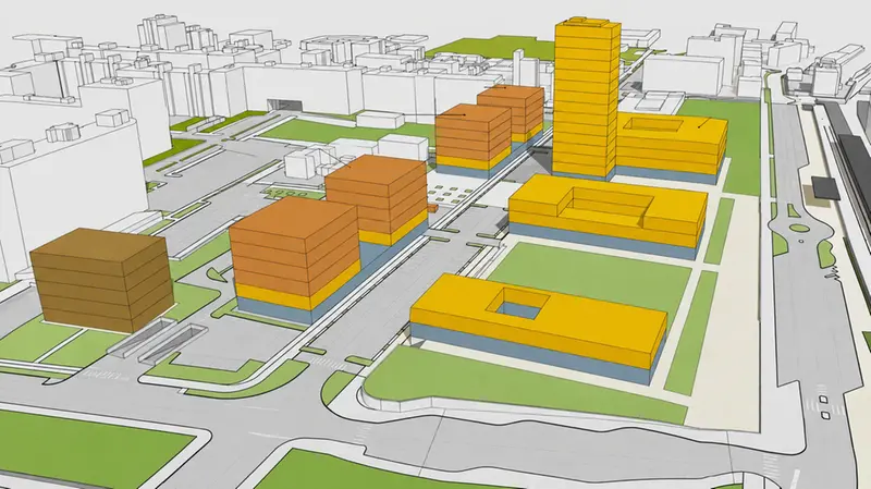 Una proiezione grafica delle volumetrie previste in via Sostegno - © www.giornaledibrescia.it