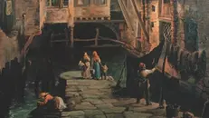 Giovan Battista Ferrari, 1851, Le case artigiane a nord della Loggia affacciate sul Garza all'imbocco del tratto che sottopassa il Palazzo municipale