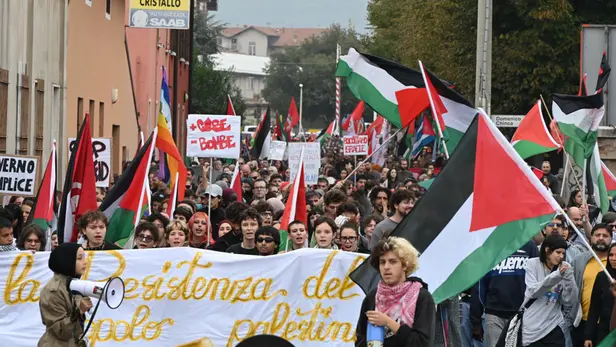 Il corteo contro guerra e genocidio a Brescia