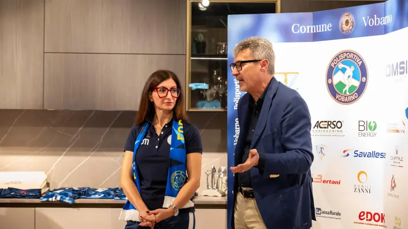 La presidente del Vobarno Magri con il presidente di Fipav Brescia Biasin - Foto Thea Pasini