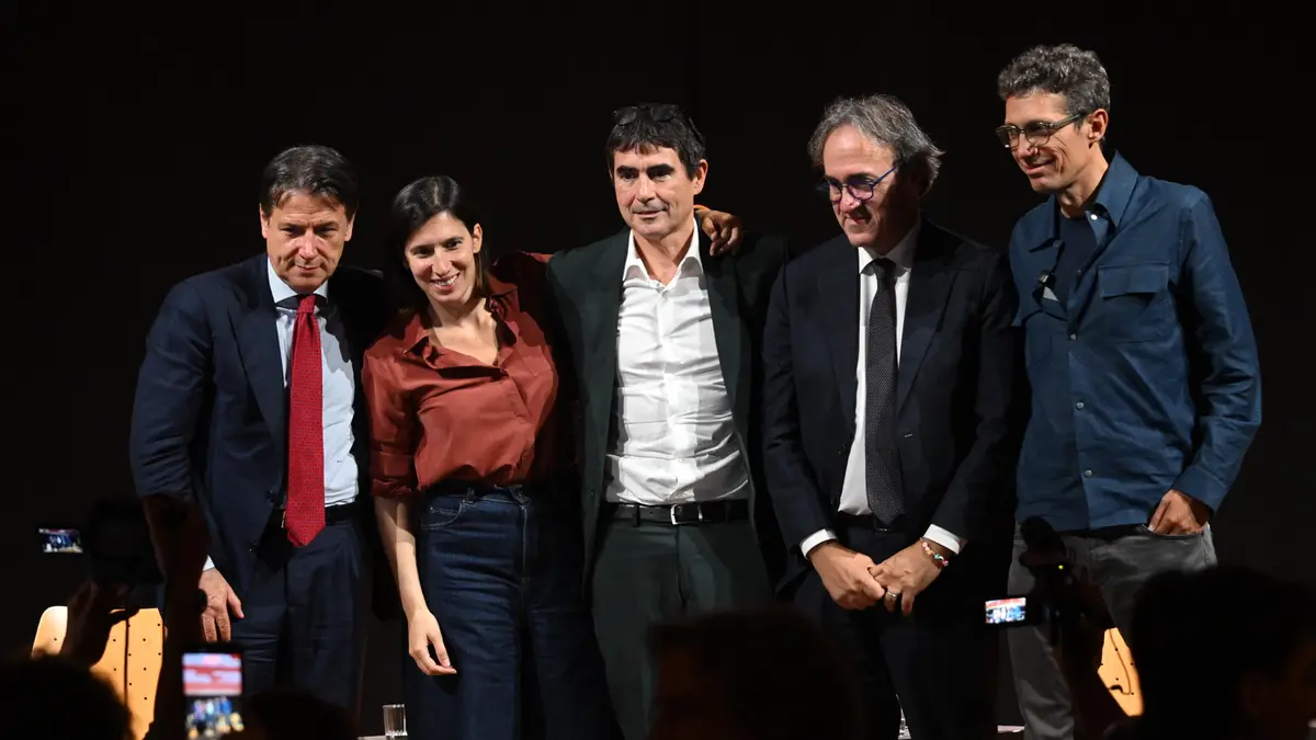 Giuseppe Conte, Elly Schlein, Nicola Fratoianni, Angelo Bonelli e Riccardo Magi - Foto Ansa © www.giornaledibrescia.it