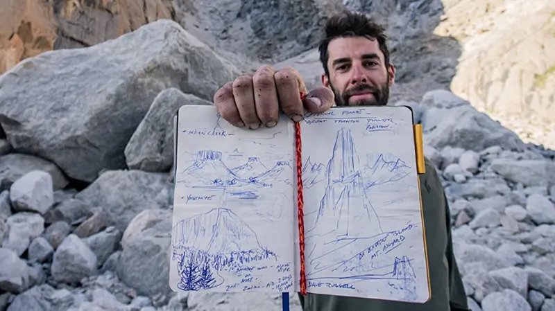 Stefano Ragazzo dopo la prima solitaria di Eternal Flame sulla Trango Tower
