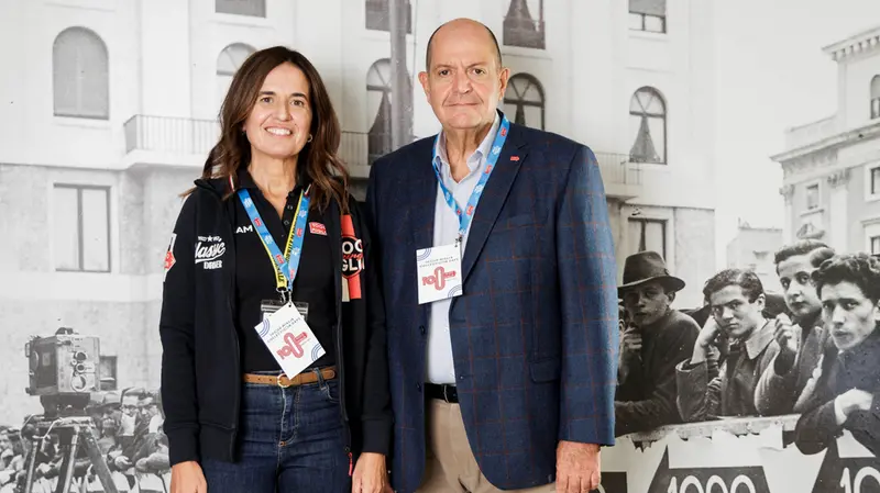 La storica Elena Pala e l'ad di 1000 Miglia srl Fulvio D'Alvia