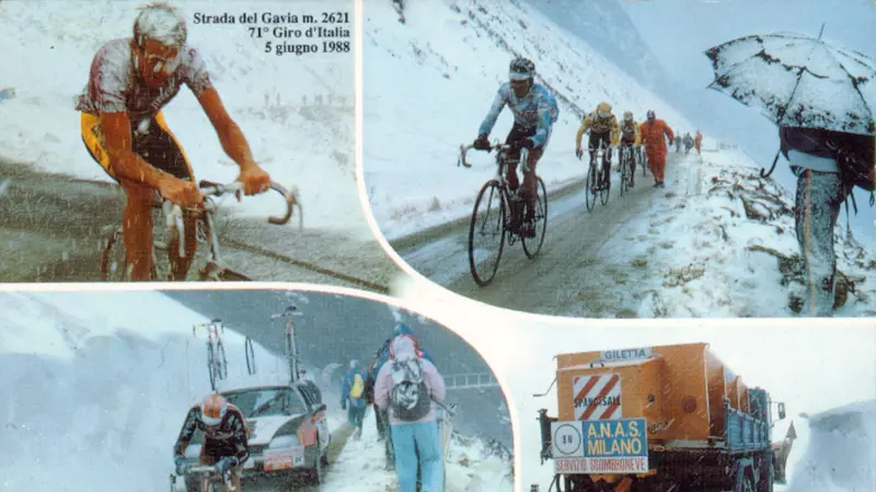 Immagini storiche: le salite al Gavia nel 1988 e nel 1960 - Foto Veclani