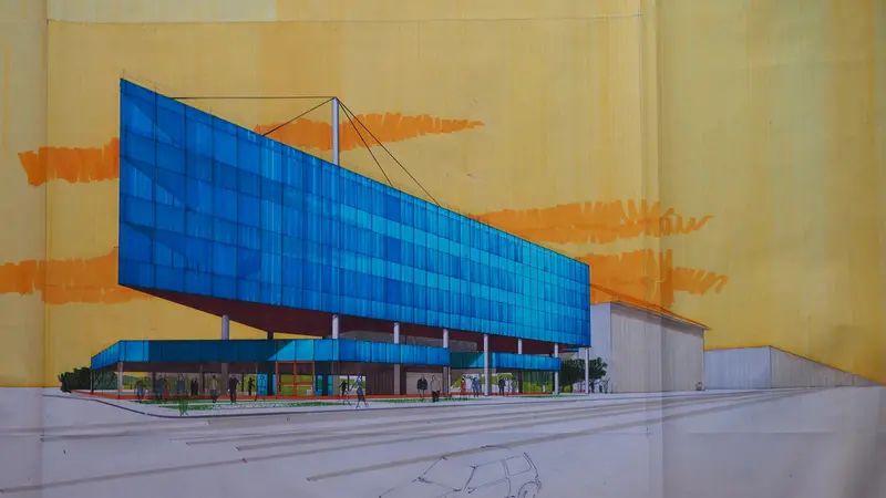 Il progetto del palazzo di Banca Valsabbina, 1986 - Courtesy Eredi Fedrigolli
