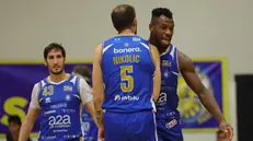 Da sinistra Gherardo Sabatini, Lazar Nikolic ed Eric Lombardi dell'A2A Leonessa Brescia -  © Newreporter