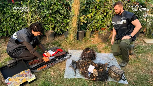 Il materiale sequestrato dai Carabinieri