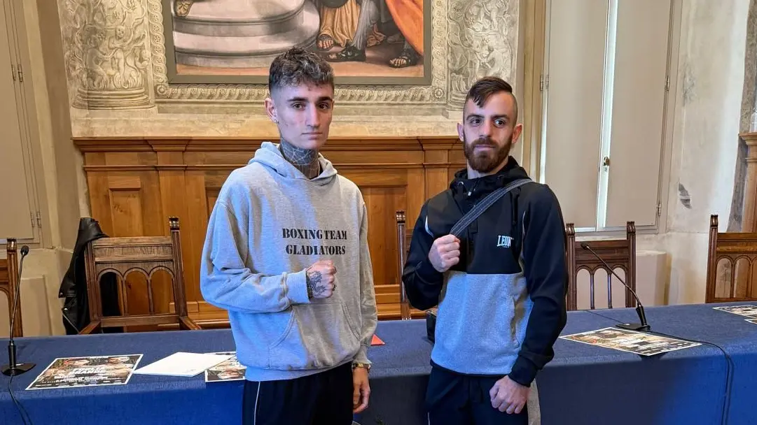 Alexandro Foglia (a sinistra) e Claudio Grande ieri n Loggia - Foto Ufficio stampa Comune di Brescia