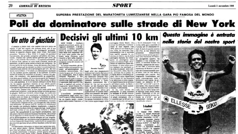 La pagina del Giornale di Brescia dell'epoca che celebrava il trionfo