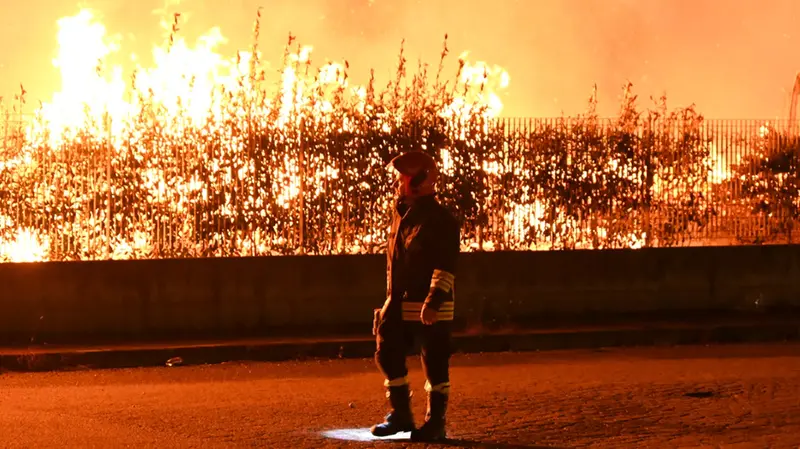 A fuoco i bancali in un'azienda a Montichiari